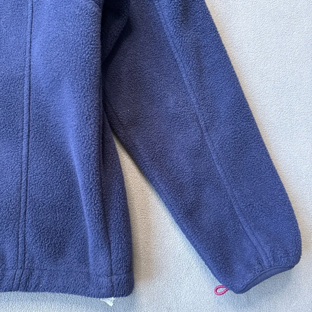 VTG LL Bean‎ Fleece Jacket Womens Petite Small Navy Full Zip Polartec Boxy Cozy